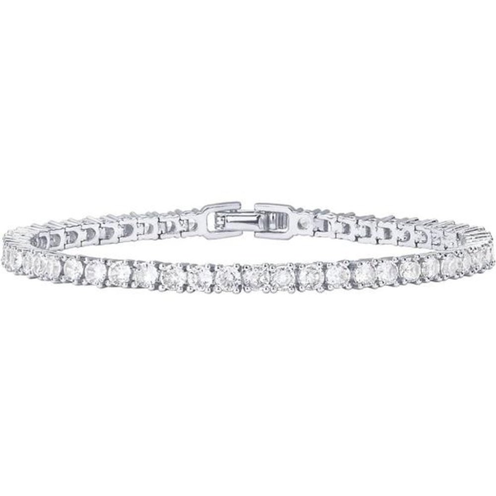 14K Gold Plated 3mm Cubic Zirconia Classic Tennis Bracelet‎ Gold Bracelets Women